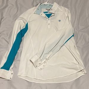 White and Blue Ariat Show Shirt